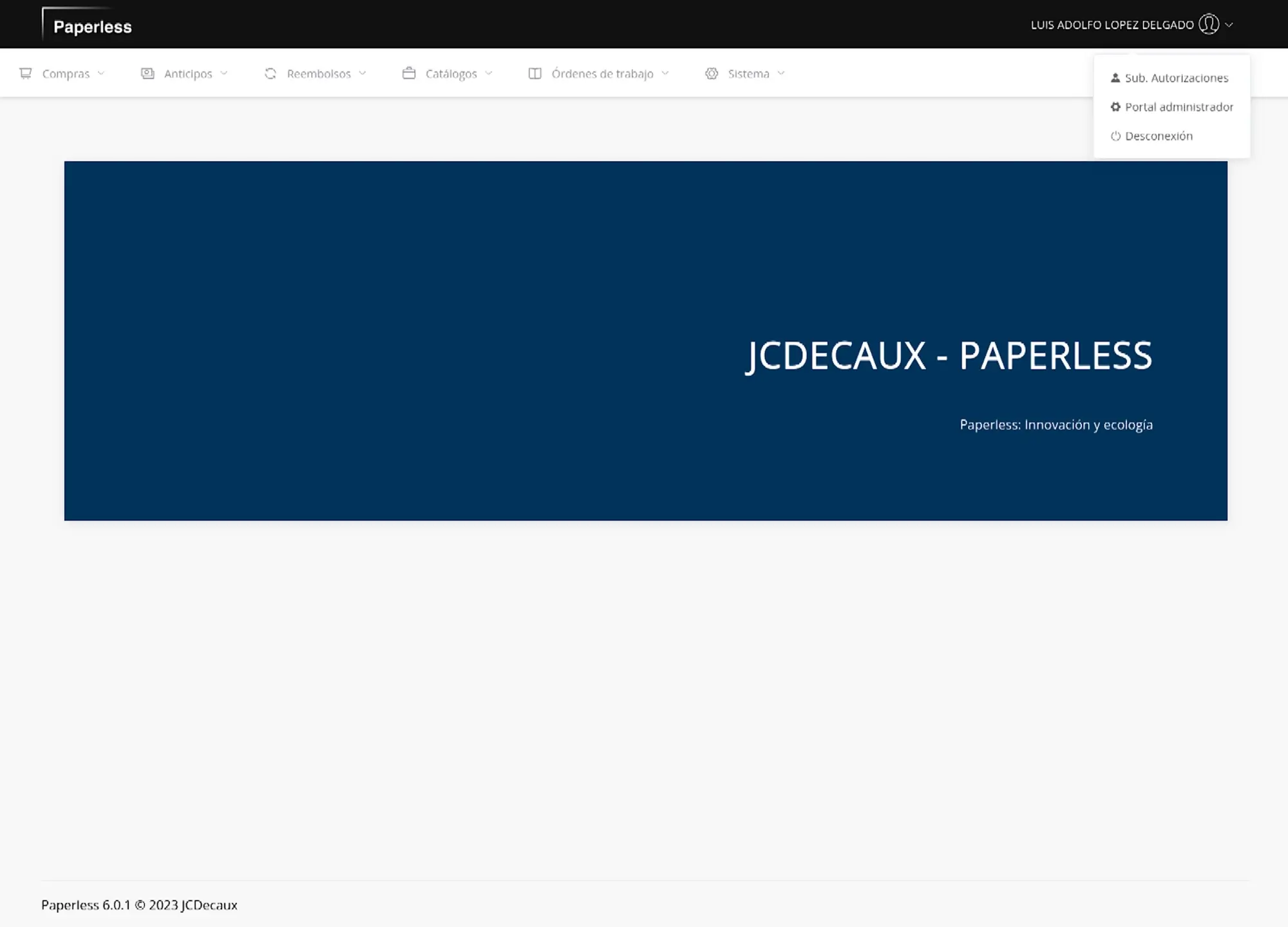 Captura de pantalla de la plataforma Paperless