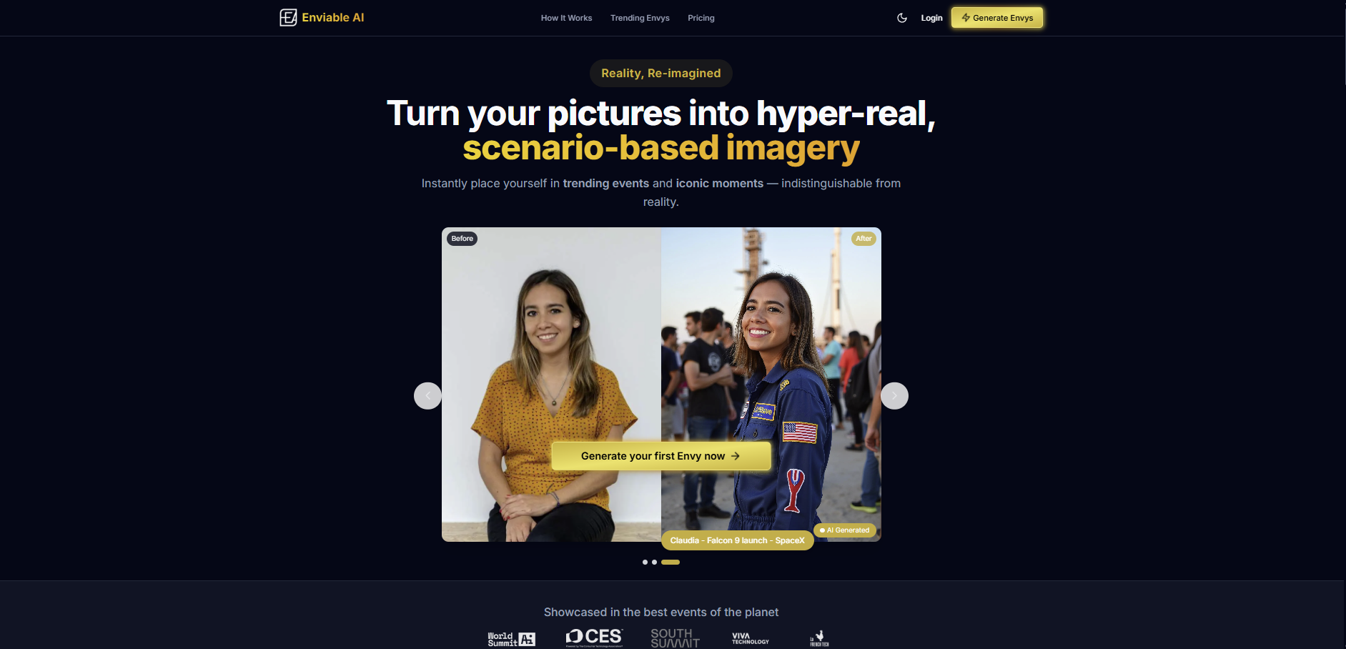 Captura de pantalla de la plataforma Enviable AI